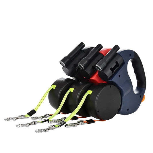 Laisse double pour 2 chiens, rétractable