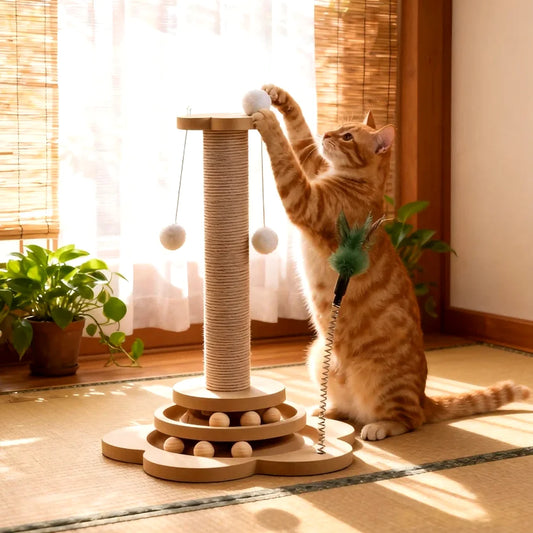 Griffoir chat en sisal avec plateau à balles