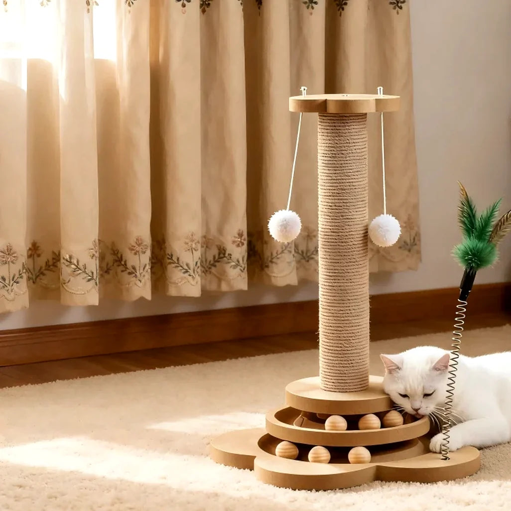 Griffoir chat en sisal avec plateau à balles